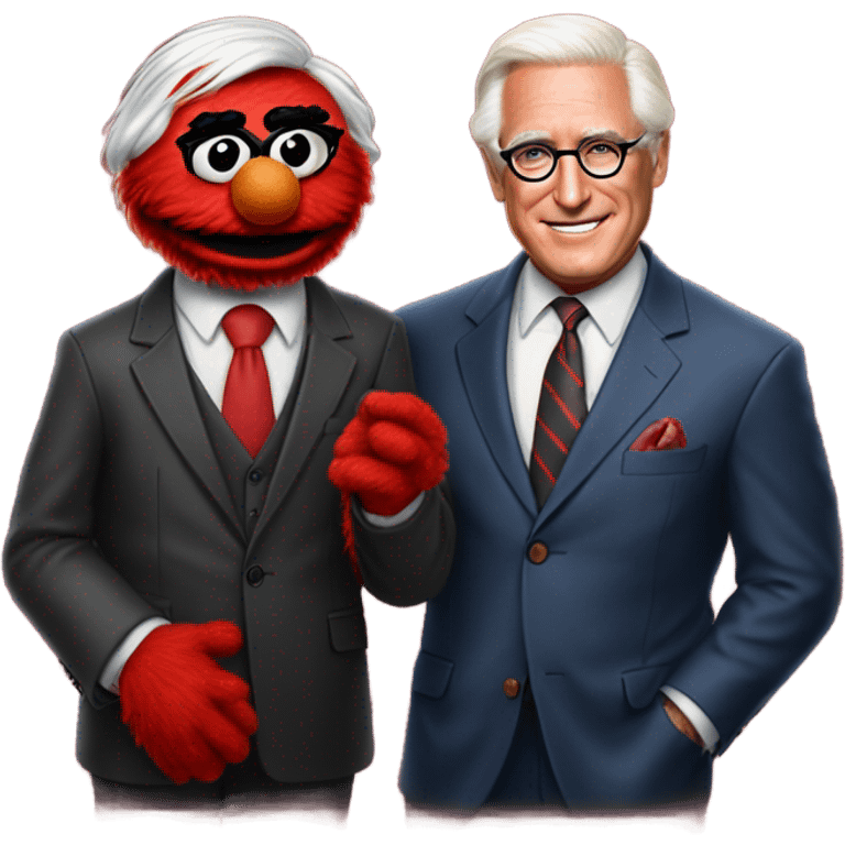 Photorealistic Elmo with Roger Stone emoji