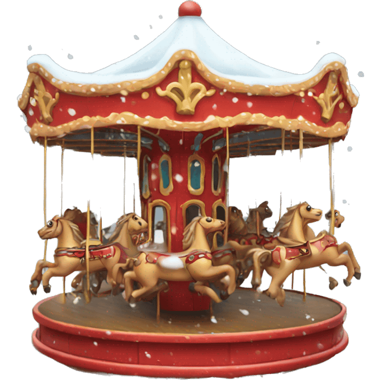 Red carousel with snow emoji