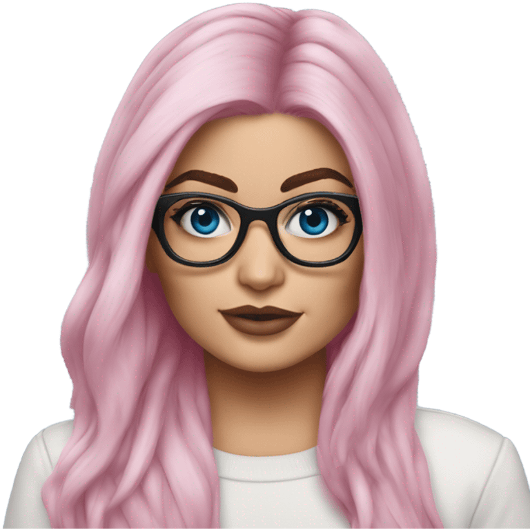 Hyper Realistic kylie jenner pink hair blue eyes and glasses  emoji