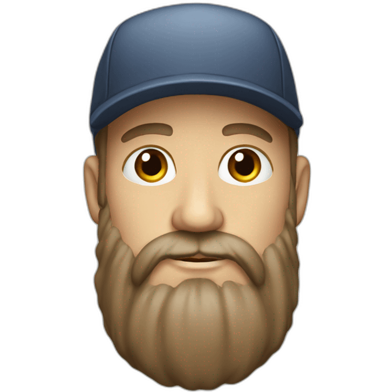 white man with a long and brown beard and a cap emoji