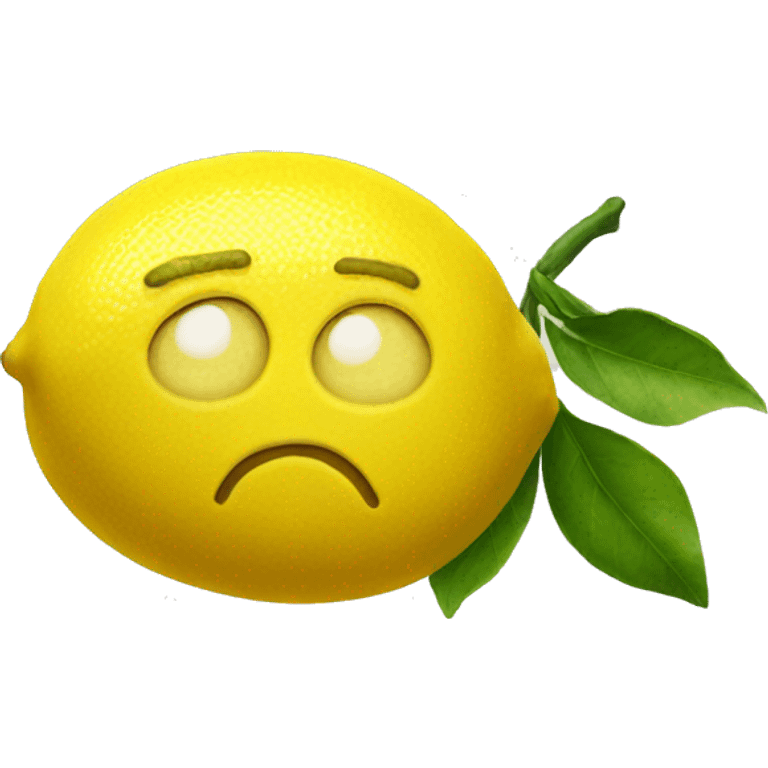 Lemon with a sad face emoji