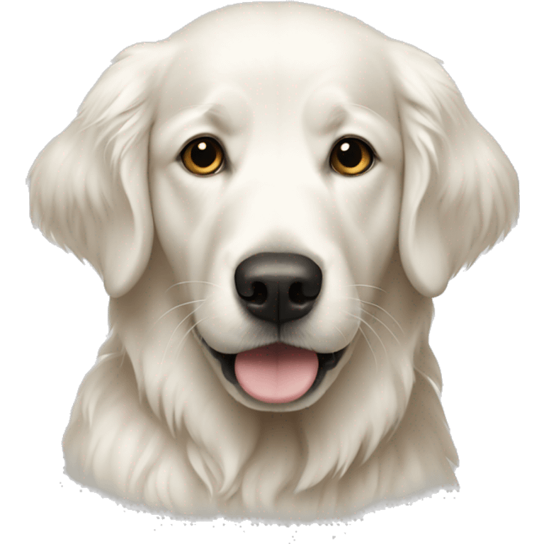 White golden retriever with black eyes  emoji