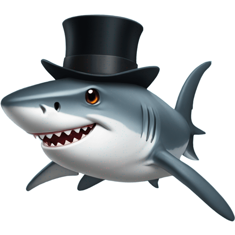 Shark with a top hat emoji