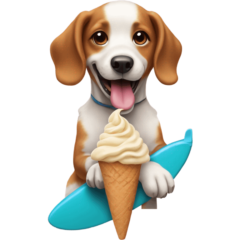 dog surfing eating ice cream emoji