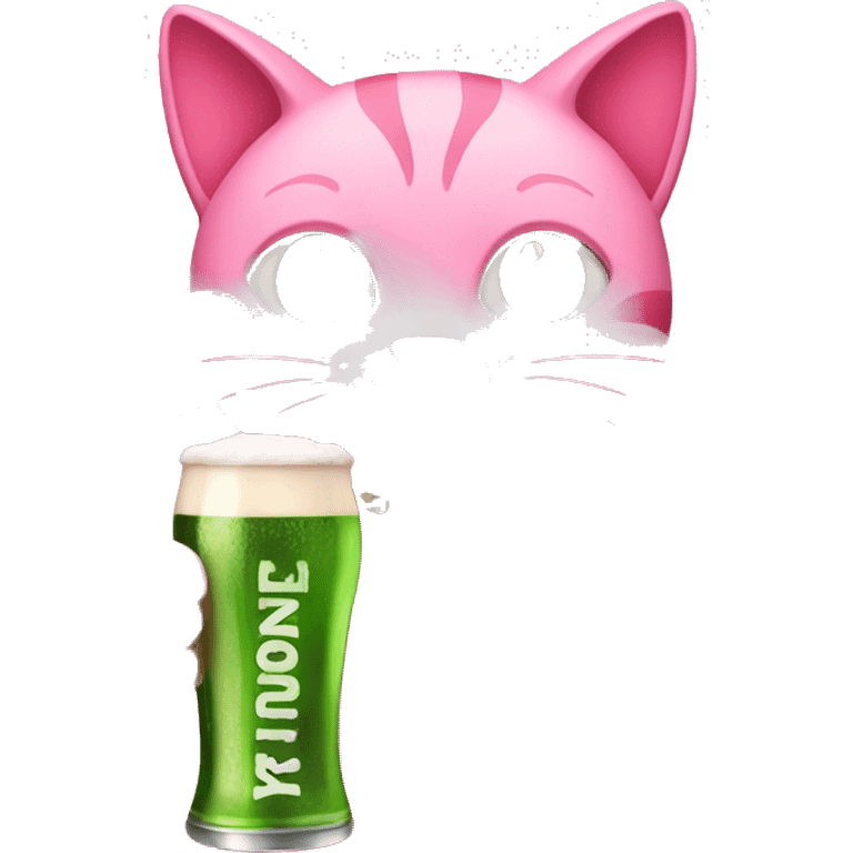 pink cat holding a beer emoji