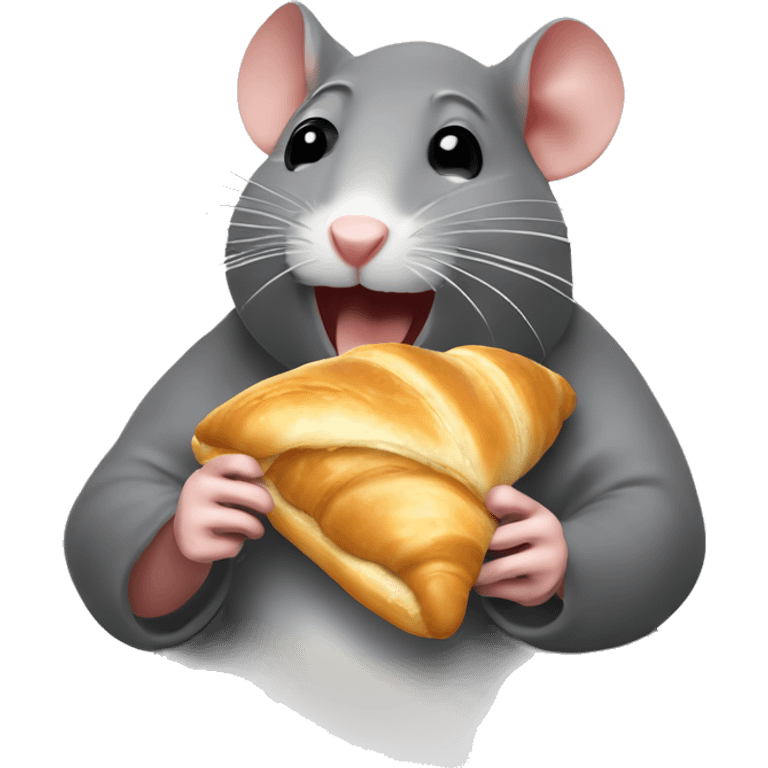 rat eating a croissant ￼ emoji