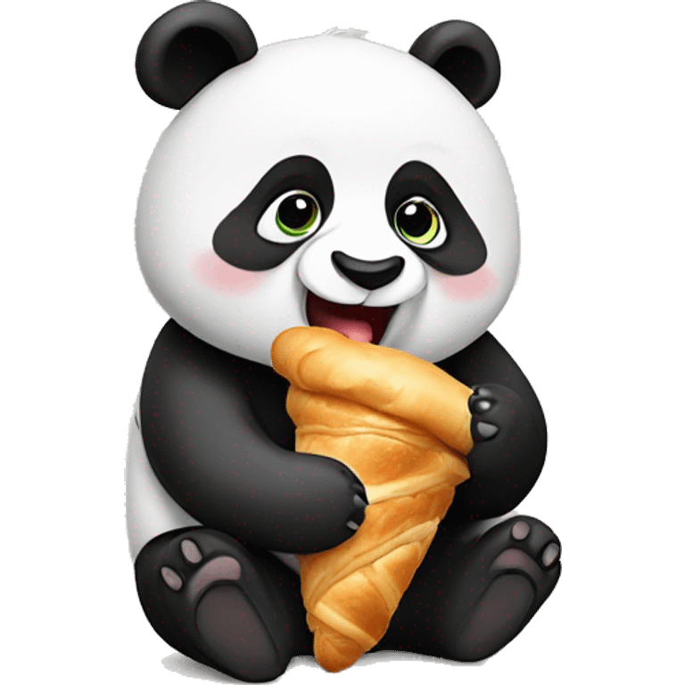 Panda eating a croissant  emoji