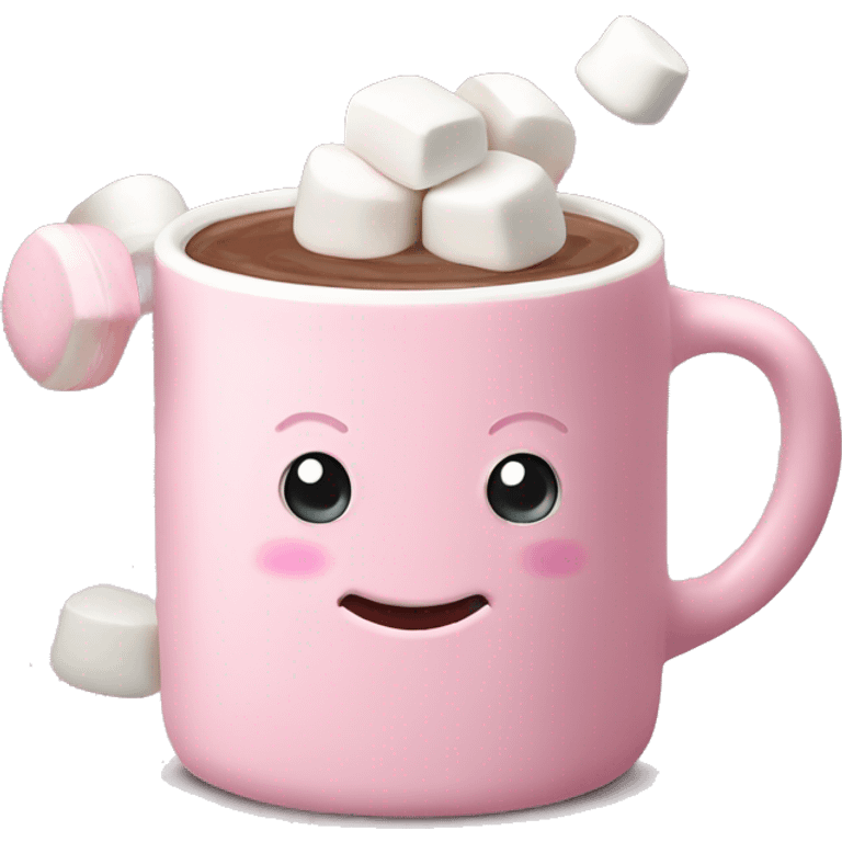 Light Pink mug of hot chocolate with marshmallows  emoji