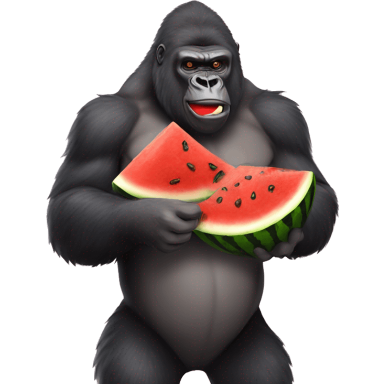 Gorilla eating watermelon and fried chicken emoji