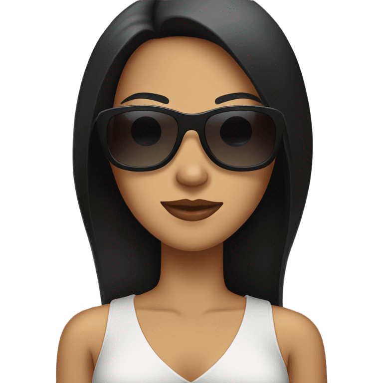 Woman with black hair wearing sunglasses emoji