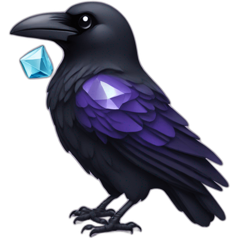 raven holding a diamond in its beak emoji