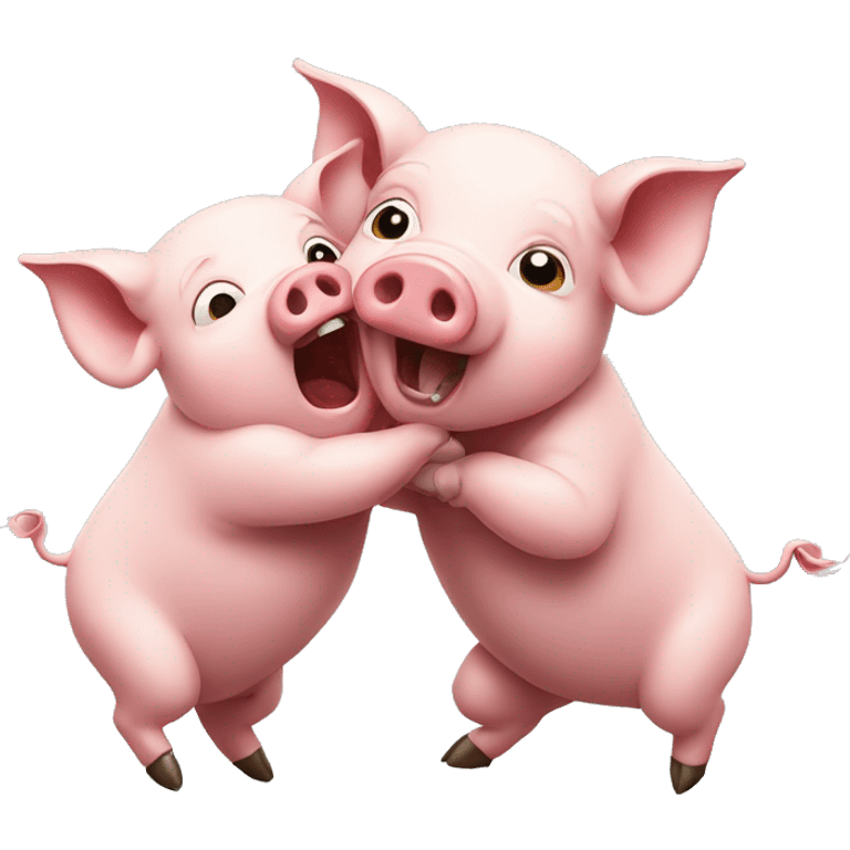 Pigs fighting emoji