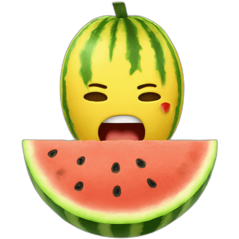 YELLOW emoji eating watermelon emoji