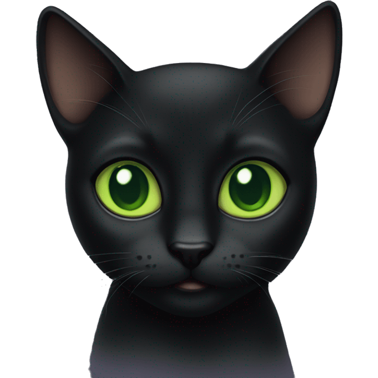 A black cat with green eyes emoji