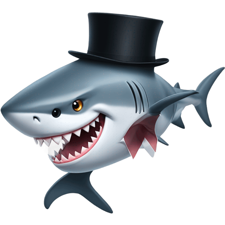 Shark with a top hat emoji