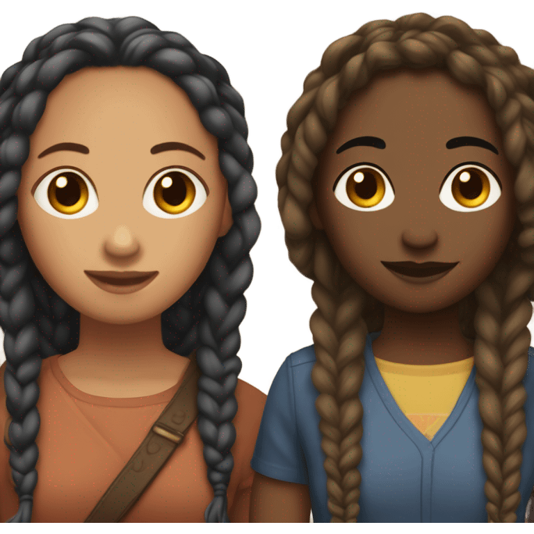 Create a lesbian couple. One brownskin with locs and the other lightskin with braids emoji