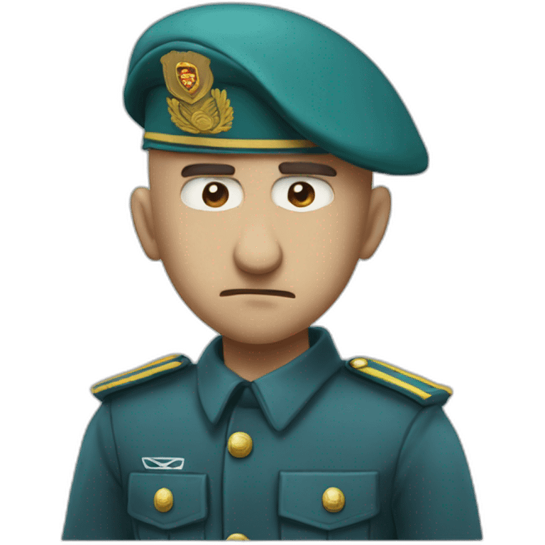 cyan beret bald angry 50 years old no hair furious very angry frown idf uniform emoji