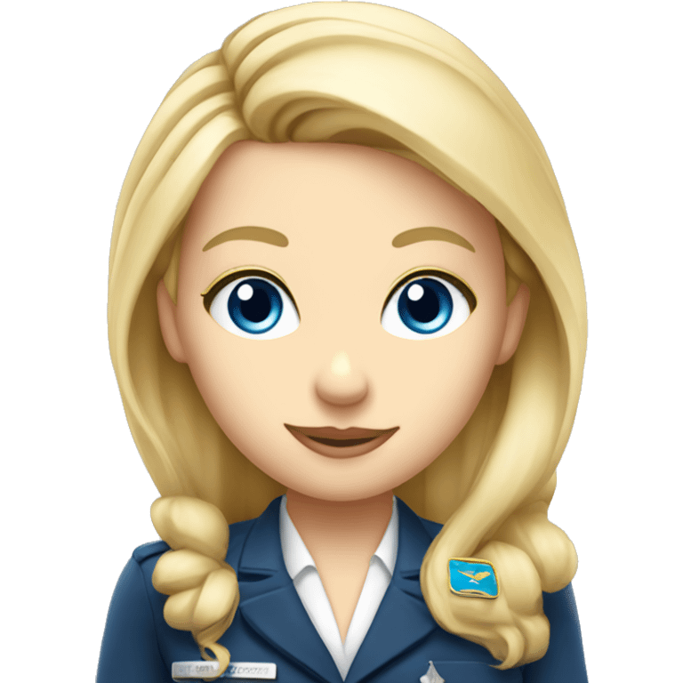 long blonde hair blue eyed girl flight attendant emoji