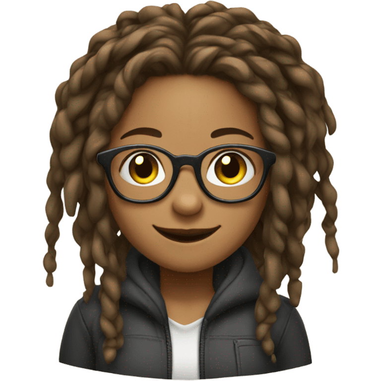 smiling girl with glasses and locs emoji