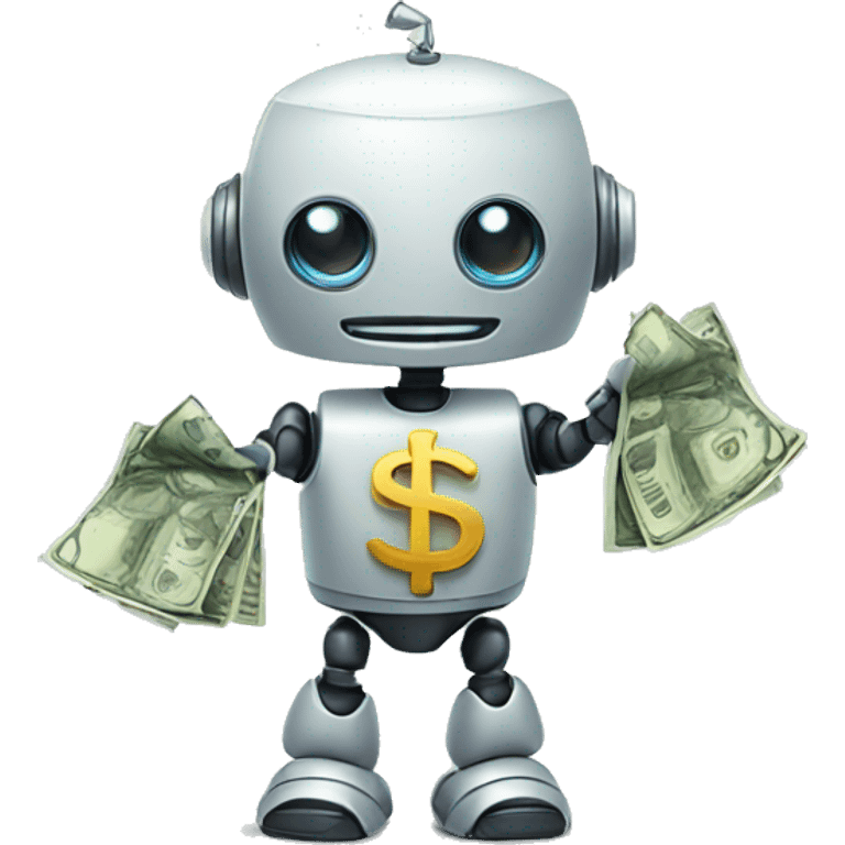 Cute robot with money emoji