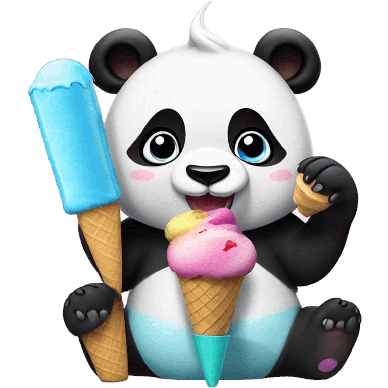 Panda eating ice cream emoji