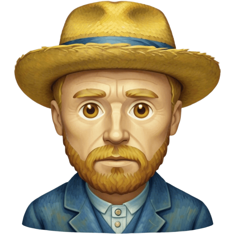 Cinematic Realistic Vincent van Gogh Portrait Emoji, depicted as the iconic artist with expressive brushstrokes and soulful eyes, rendered with rich textured detail and dynamic emotive lighting that captures his creative genius. emoji