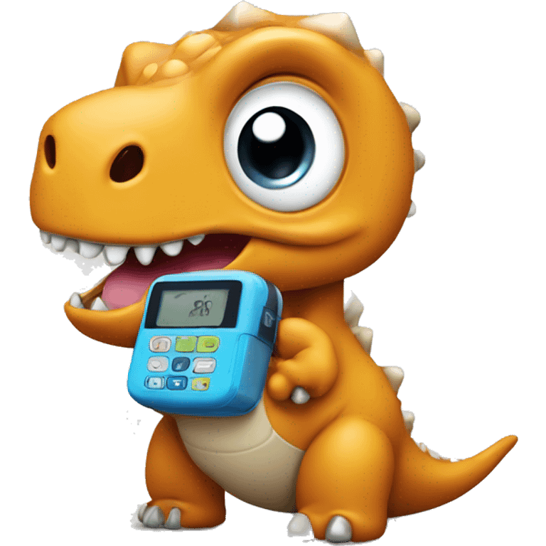 Dino with an insulin pump emoji