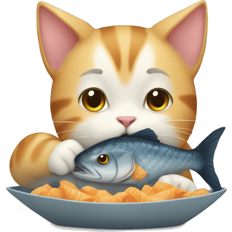 cat eating fish emoji