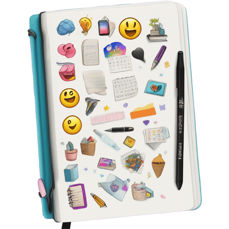 Bullet journal with stickers emoji