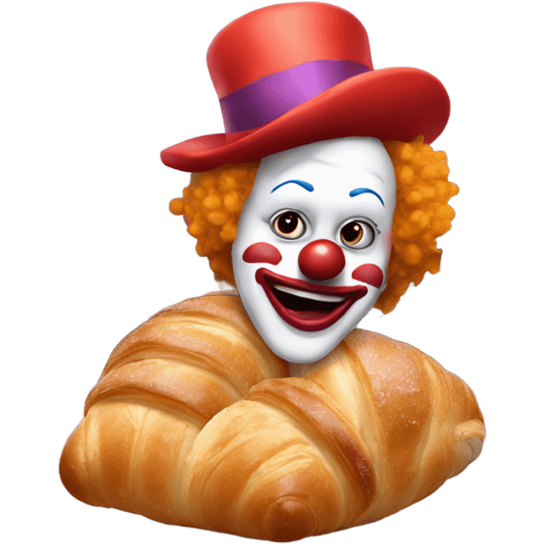 Creepy clown eating croissants in Paris  emoji