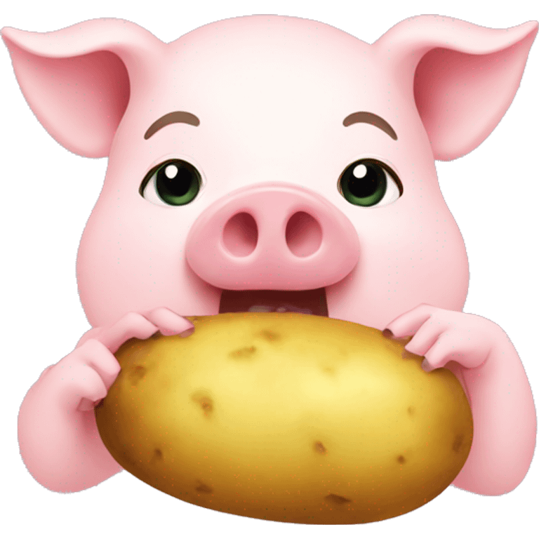 female pig eating potato emoji