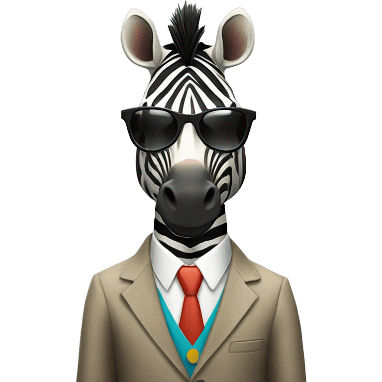 cool zebra in a suit with sunglasses, looking sideways emoji