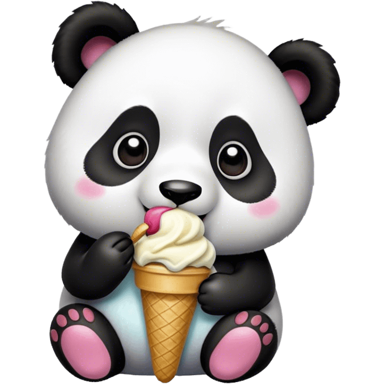 Panda eating ice cream emoji