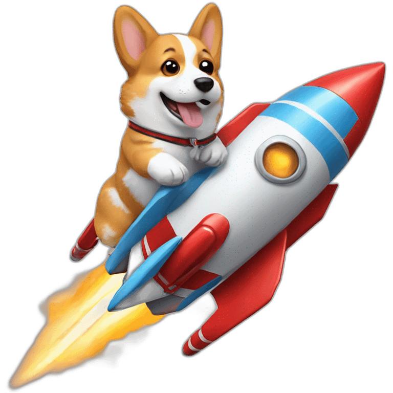 corgi riding rocket emoji