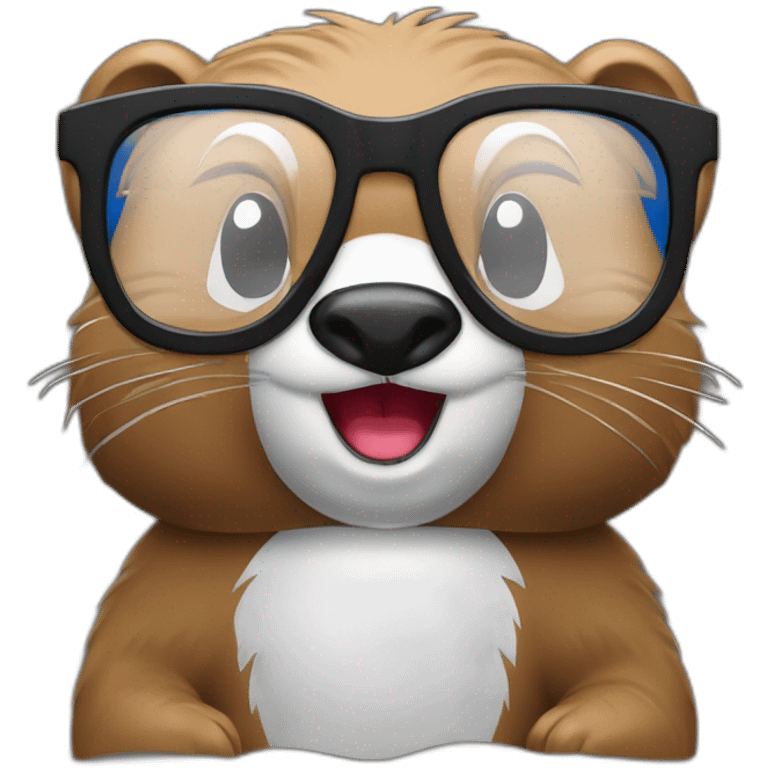 Beaver wearing glasses and black T-shirt with title „Pepsi” print on it emoji