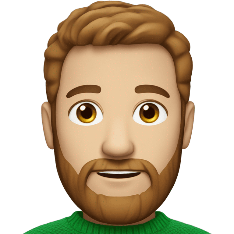 irish man blue eyes, brown short hair and short beard, wearing a smart jumper. emoji