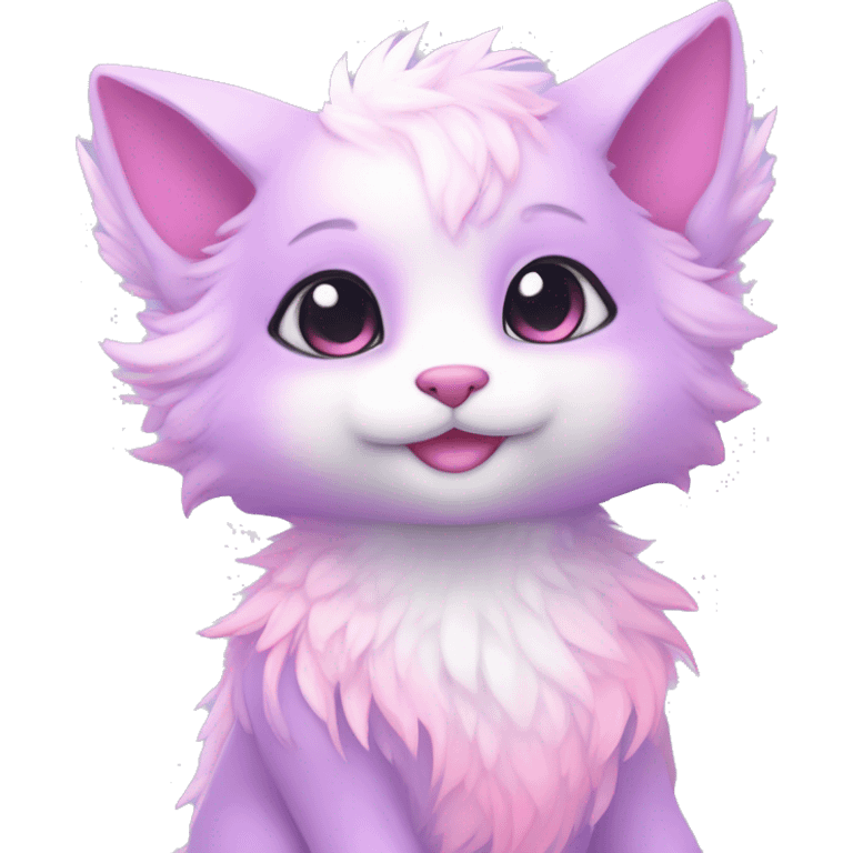 Kawaii colorful bright light pastel lilac-pink-white-gradient fantasy ethereal anthro fursona animal creature emoji