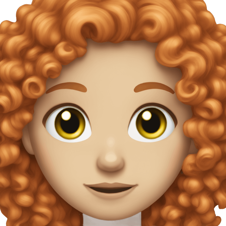 Curly long red hair white girl green eyes emoji