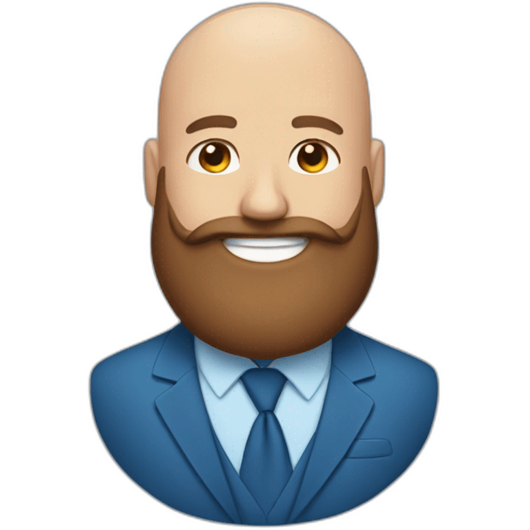 blue eyes bald fat smiling man with a long brown beard in a blue suit emoji