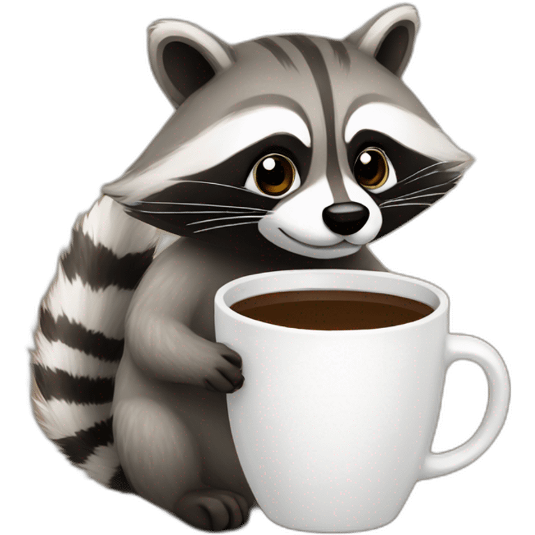 raccoon drinks coffee emoji