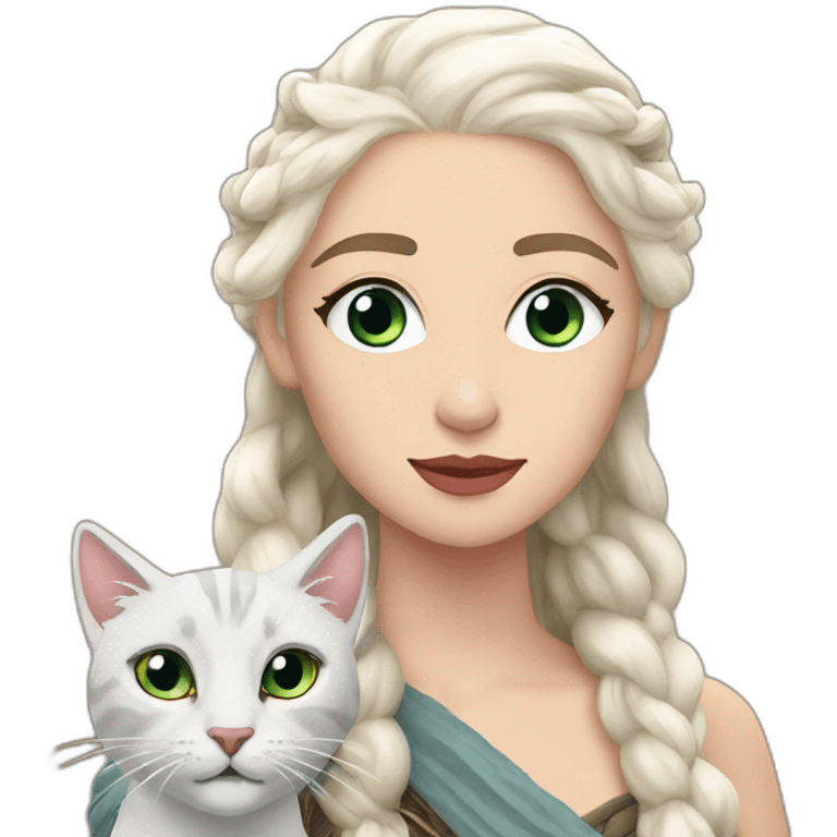 Daenerys with cat and Snow emoji