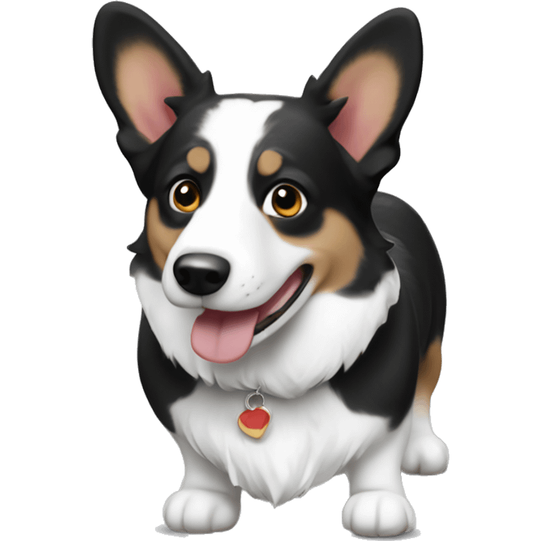 black and white welsh cardigan corgi emoji