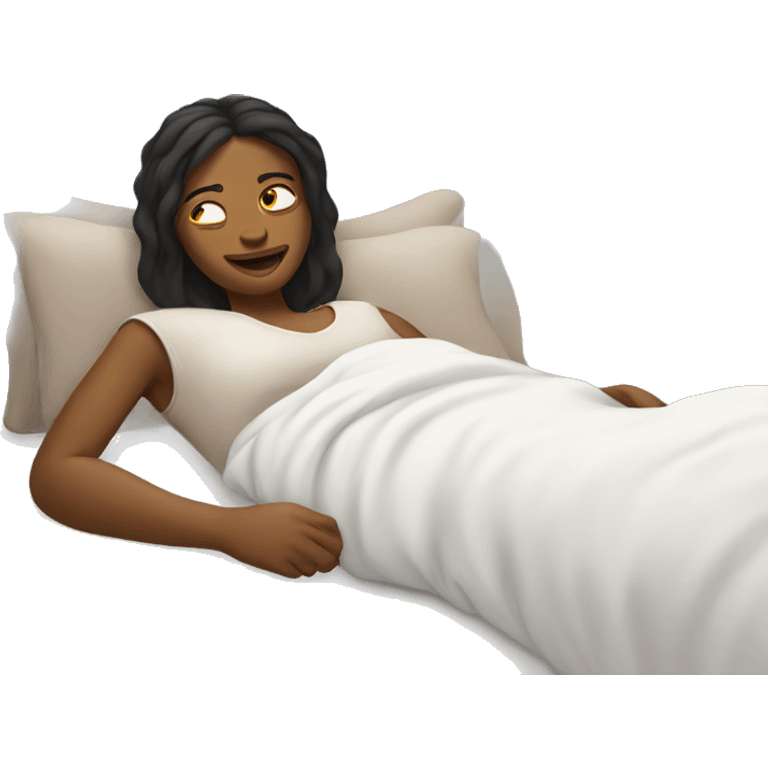 Woman laying in bed emoji