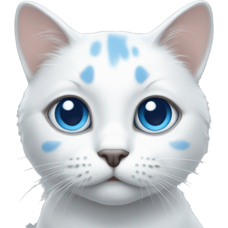 White cats with grey spots and blue eyes  emoji