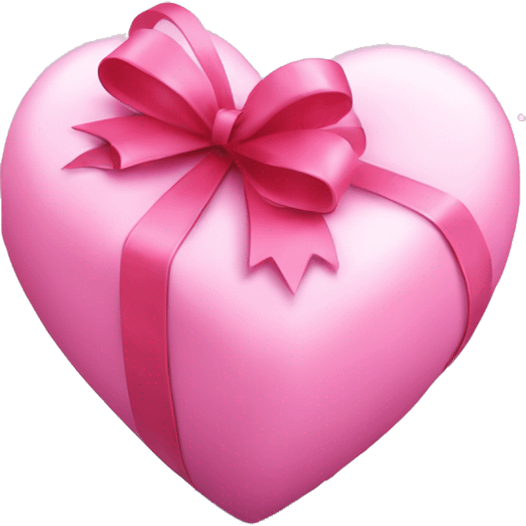 A puffy pink heart with a gift bow on it and snow emoji