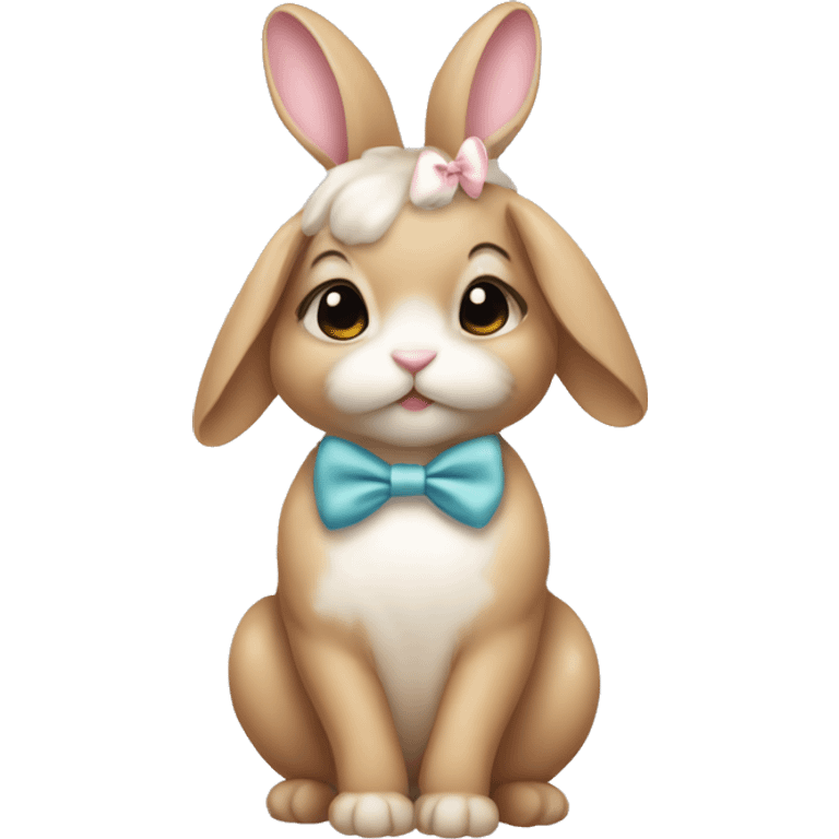 Baby bunny with coquette bow on ear emoji