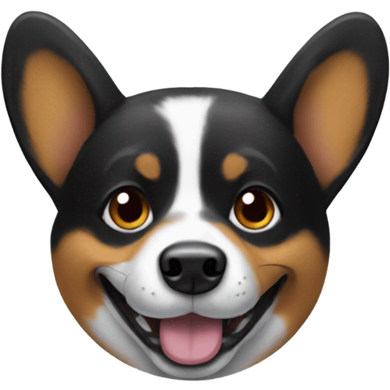 Black corgi with ball emoji