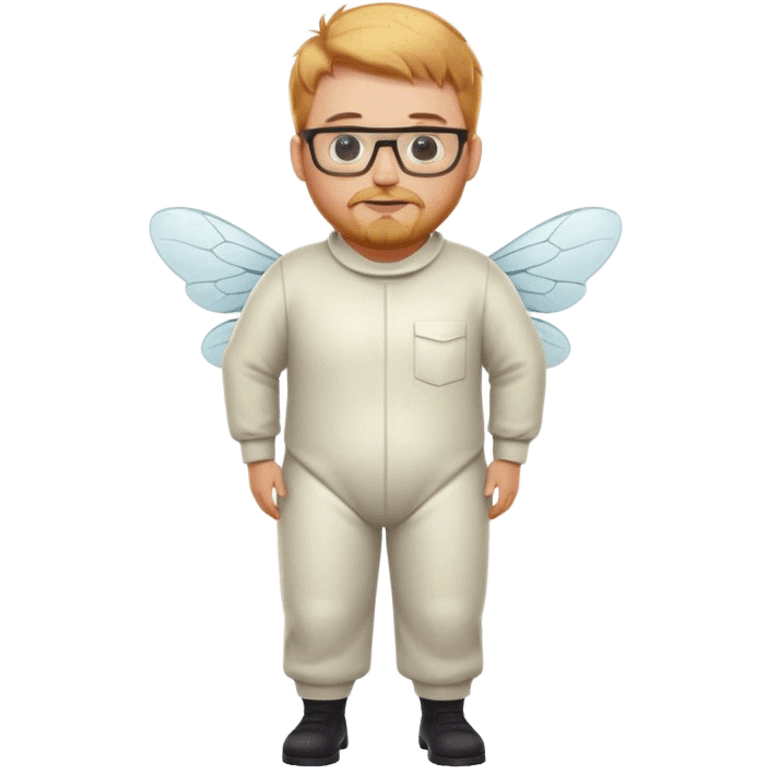 full body medium plus size male bee keeper with  short light strawberry blonde hair and goatee wearing glasses  emoji