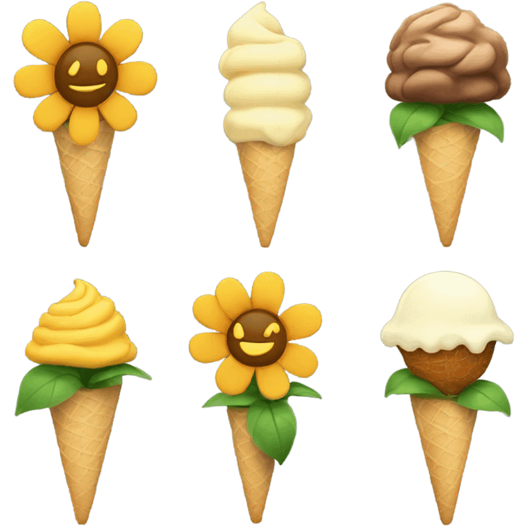 A flower with ice cream  emoji