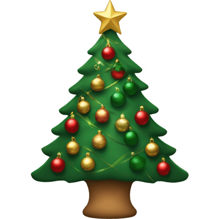 Christmas tree with red, green, and gold ornaments emoji